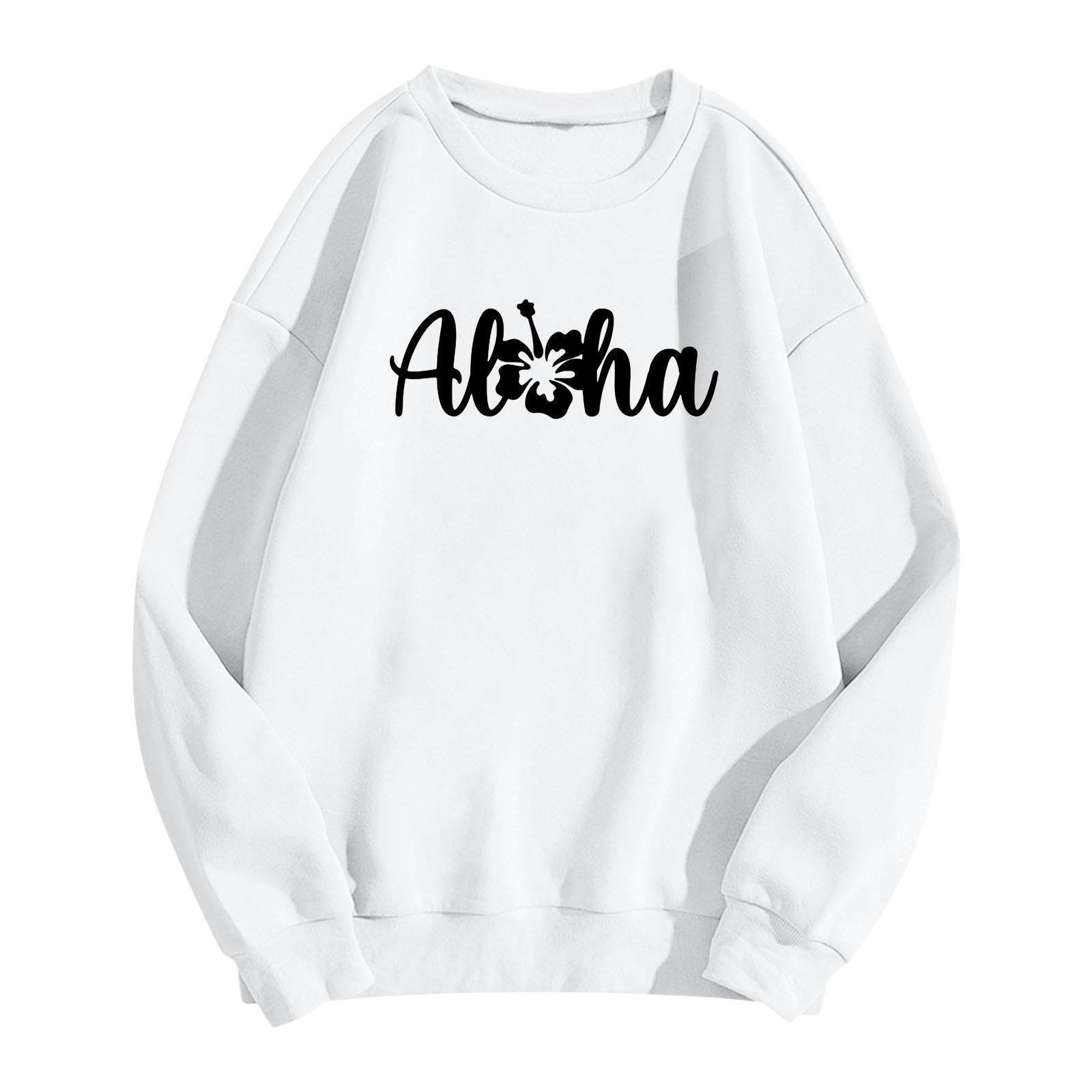 

Женская модная повседневная толстовка с длинным рукавом и круглым вырезом с принтом XL белый