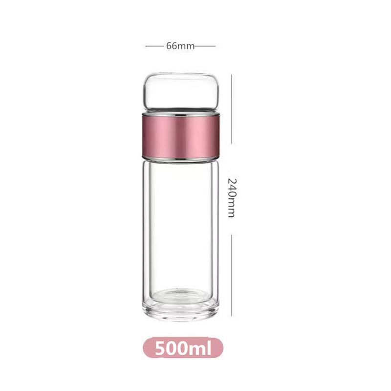 500ML Láhev na čajovou vodu Vysoce borosilikátové sklo Dvouvrstvý hrnek na čajovou vodu Infuzér Termoska Nádobí Láhev na vodu s čajovým filtrem