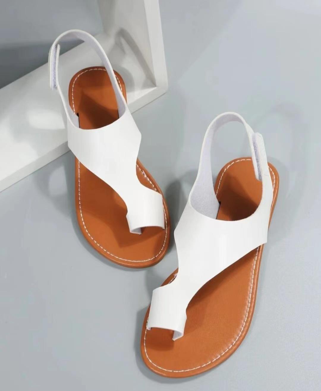 

Сандалии большого размера Cross border женские европейские, американские и американские летние новые повседневные сандалии с круглым носком и плоским дном 36 белый