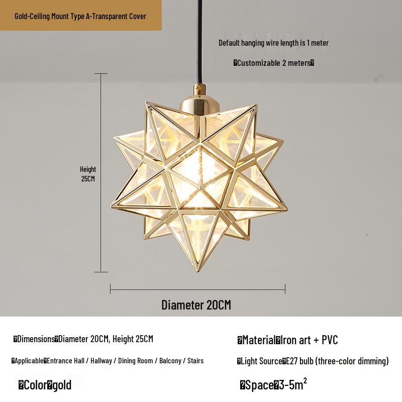

Pentagram Corridor & Entrance Crystal Pendant Light - Nordic Creative Style