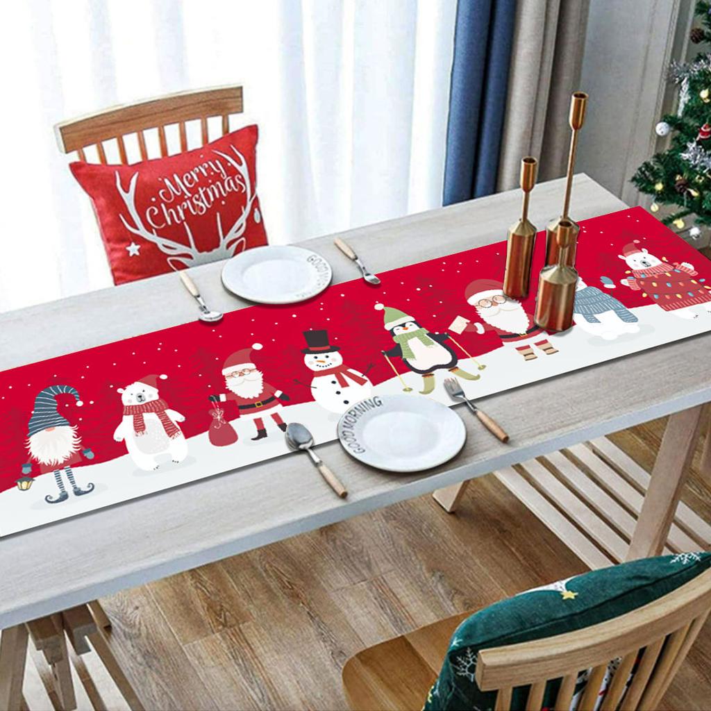 New Christmas table flag decoration, home kitchen imitation linen tablecloth Christmas table flag