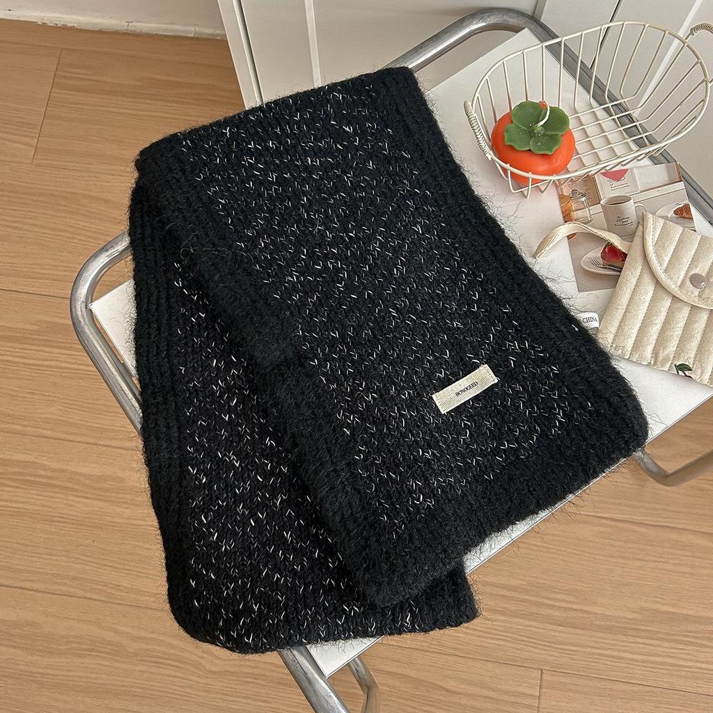 Women's High-End Blue Wool Scarf: Versatile Winter Fashion, Warm Snood, Korean Style Trend