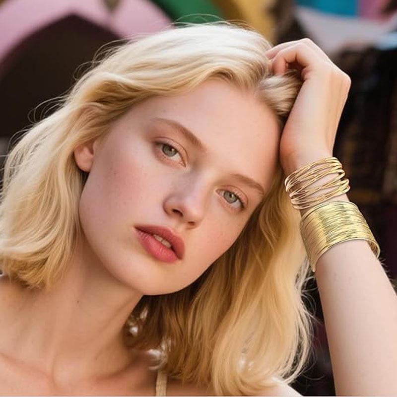 Trendy Geometric Multi-layer Metal Bracelet: High-end, Fashionable European & American Style