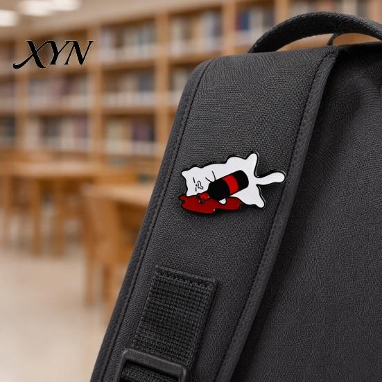 Denim Jacket Accessory Outfit Brooch for Men & Women, Cartoon Kitten Drinking Scratch-resistant Pin Wine Enamel Pin, Decorative Jackets Bags