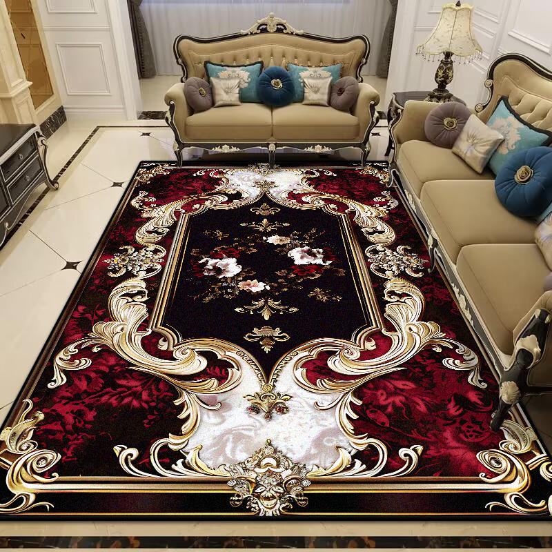 European Style Large Size Luxury Rugs Living Room Flower Design Fluffy Room Decor Bedroom Carpet Easy Cleaning Sofa Table Mat