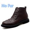 Mens Boots High Quality Men Casual Shoes Winter Lace-Up Side Zipper Ankle Boots Plush Warm Outdoor Snow Shoes Crocodile Pattern