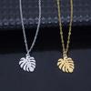 Trendy Stainless Steel Animal Leaf Pendant Necklace with Clavicle Chain