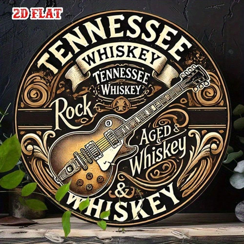 Vintage Metal Poster Rock Music Guitar Whiskey Wall Art for Bar Garage
