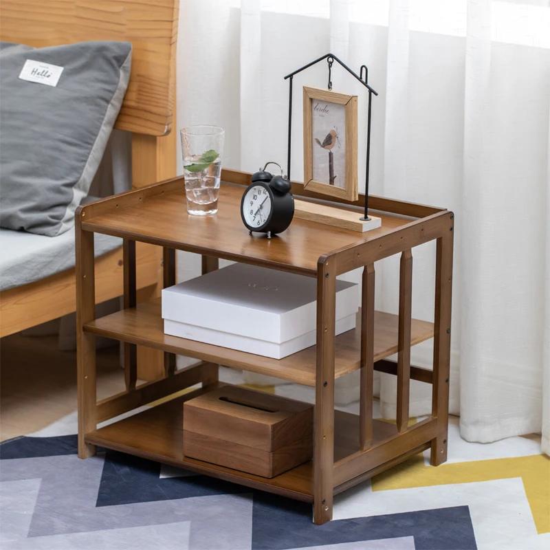 Bedside Table Solid Wood Simple Bedside Cabinet Living Room Removable Sofa Side Few Bedrooms Storage Drawer Small Locker Bamboo