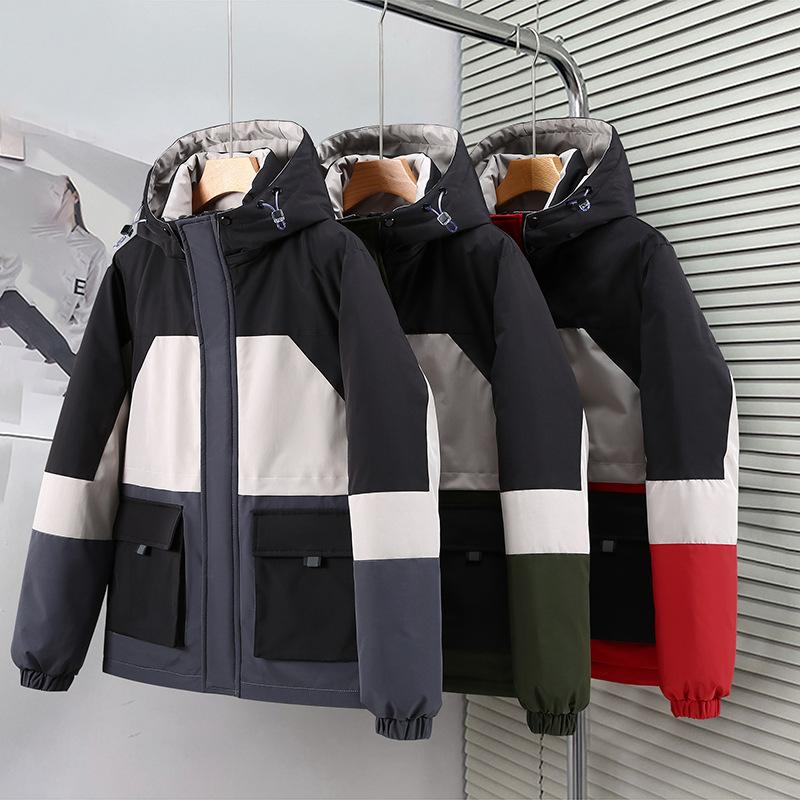 Men's Hooded Standing Collar Cold Resistant Winter Jacket Thickened Warm Lightweight Casual Loose Comfortable Cotton Jacket Punching Jacket