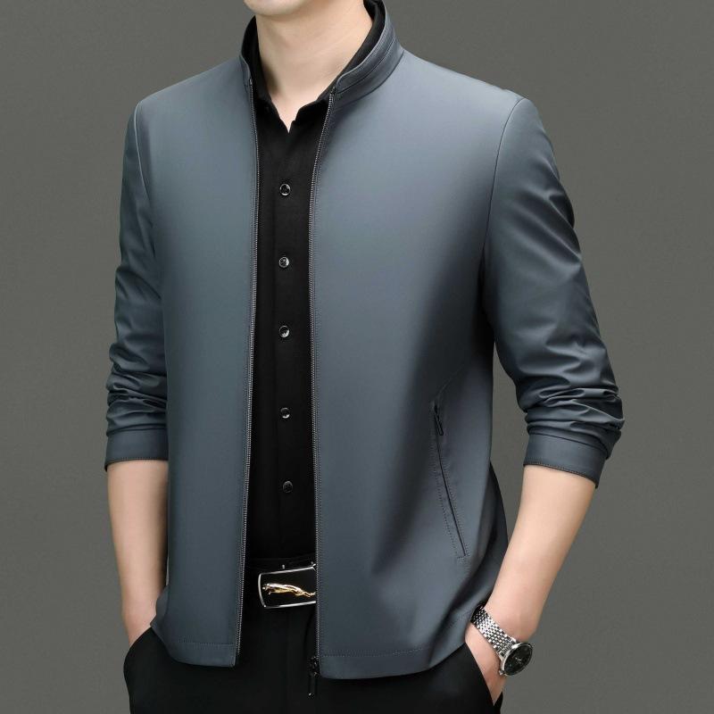 Men's Mulberry Silk Jacket Spring and Autumn New Business Casual Lapel Jacket Middle-aged Dad's Top Jacket