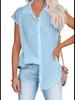 Women's Sleeveless Loose Top for Summer - European and American Style Lapel Shirt In Solid Colors