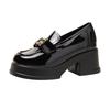 New spring and autumn height increase small thick-soled single shoes thick heel muffin small leather shoes