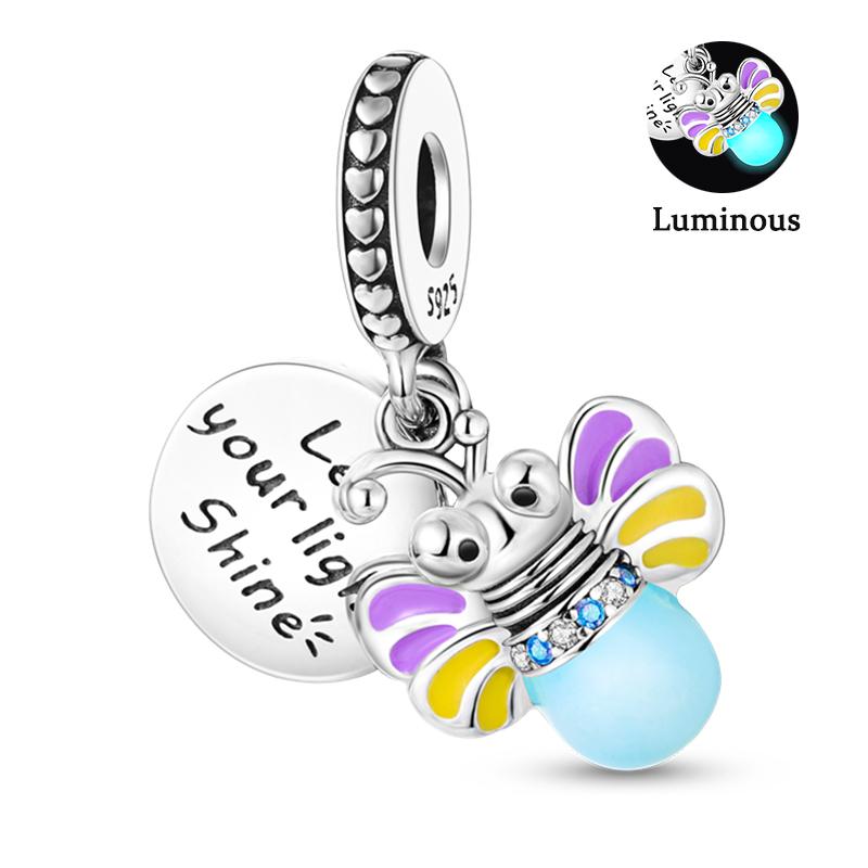 Charm Bead Components Compatible With Pan Copper Metal Firefly Ocean Star Butterfly Glowing Changing Color Trendy Authentic Original Bracelets Do It