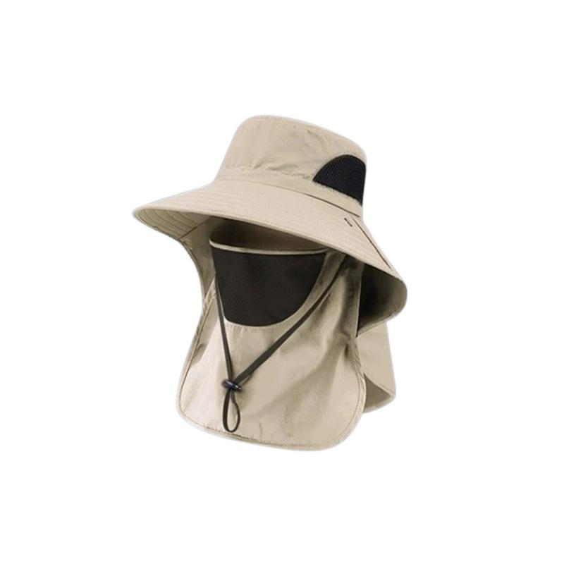 Sun protection hat, outdoor fisherman's hat, detachable face mask, quick-drying hat, large brim hiking hat
