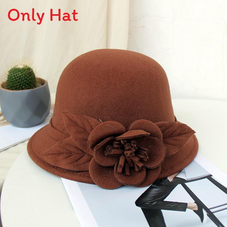 Woolen Cap With Floral Embellishments For Autumn Winter Fashion Girls