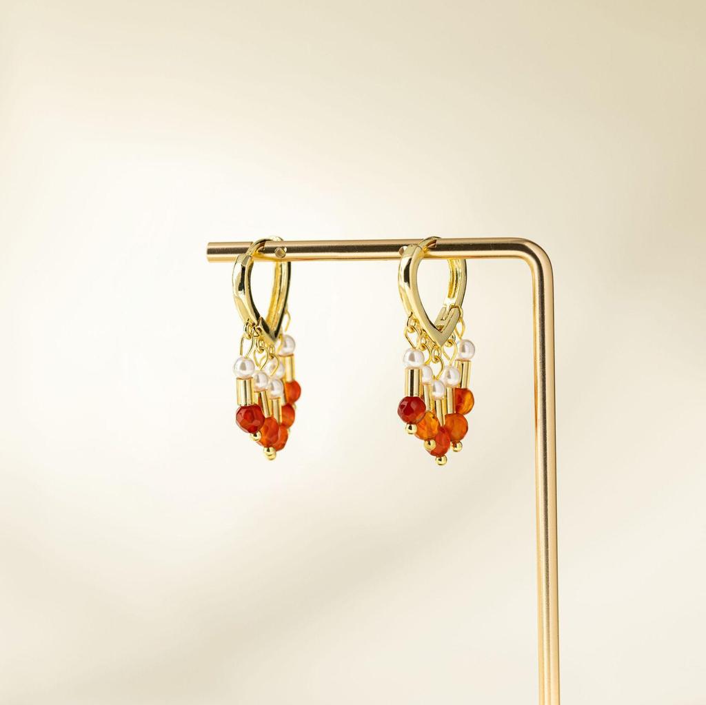 Elegante Ohrringe im Retro-Hongkong-Stil: Echt vergoldetes Kupfer mit Perlen, S925 Silbernadel.