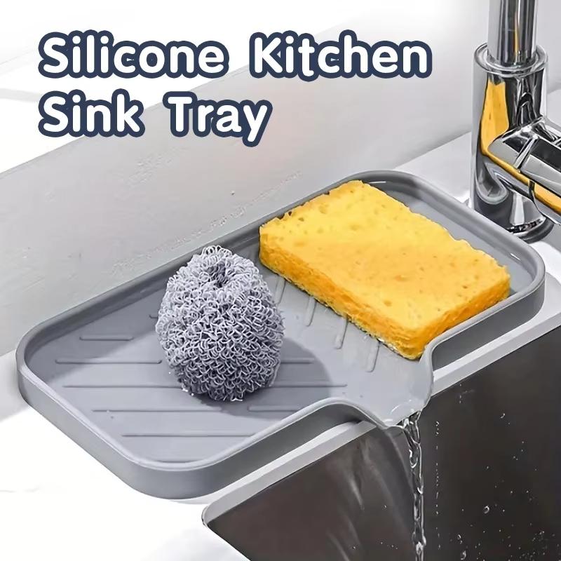 Silicone Faucet Mat Kitchen Sink Tray Soap Dispenser Sponge Drain Pad Sink SplashDrying Mat Countertop Storage Tray SoapTrayS