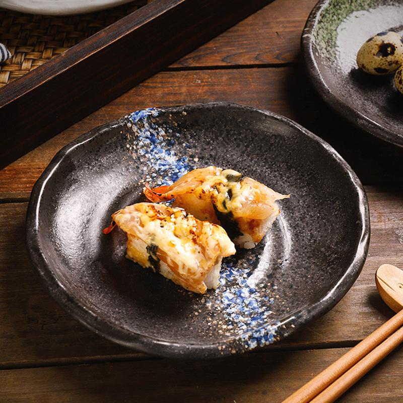 Japanese and Korean Ceramic Plates Irregular Dishes Sushi Snack Plates Household Small Dishes Creative Restaurant Tableware