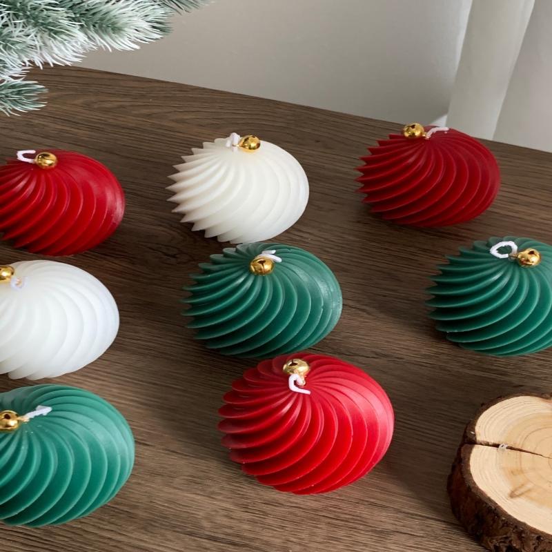 Diagonal Stripes Silicone Candle Mold Diy Scented Candles Rotate Ball Craft Molds Soap Resin Plaster Making Home Christmas Decor
