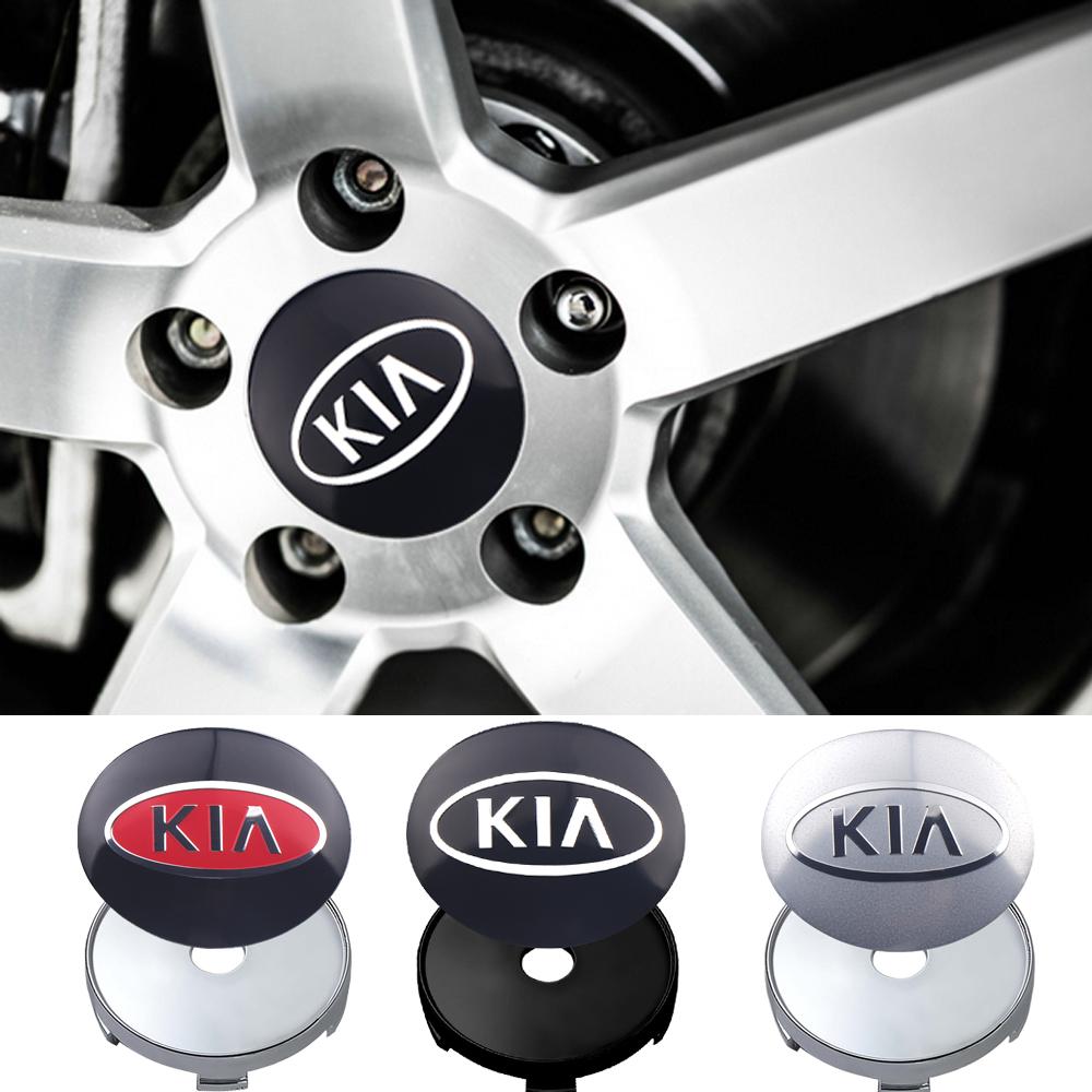 AABJC1 4Pcs 56mm 60mm Car Wheel Center Hub Cap Cover Emblem Stickers For Kia Sportage 3 Rio Ceed Carnival Picanto Soul EV6 Niro Forte