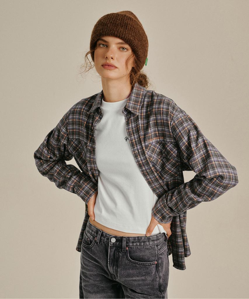 GREENBUTTER Classic Check Shirt (Charcoal/Blue)
