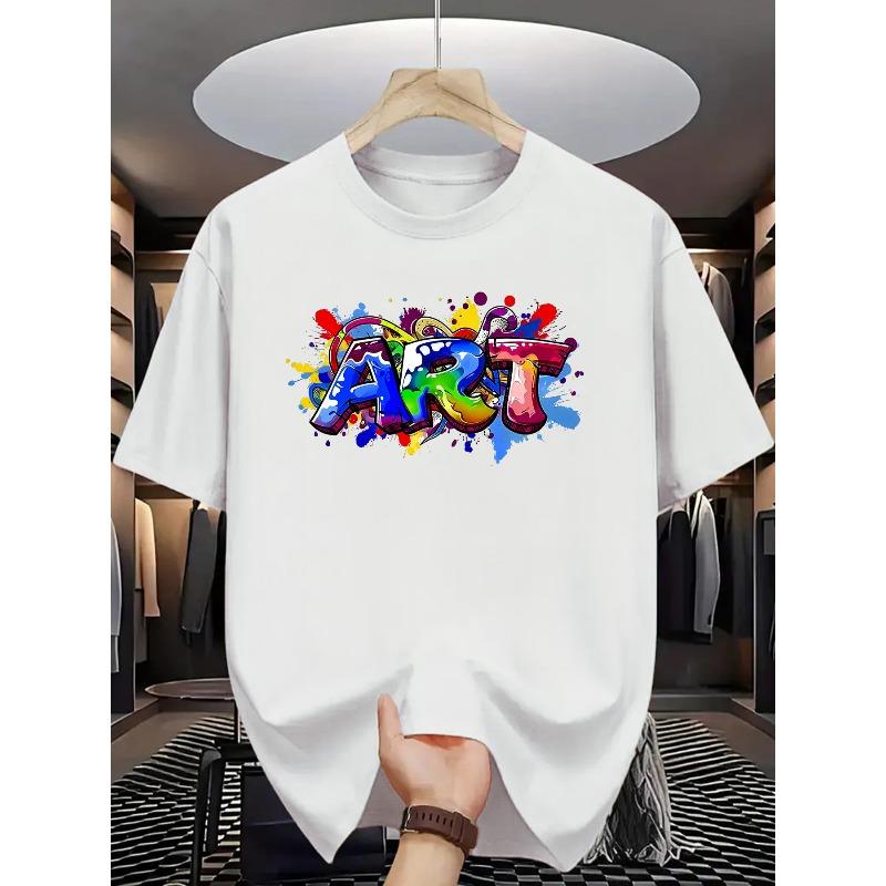 Herren Retro Graffiti Kunst T-Shirt - Urban Streetwear Hip-Hop Kurzarm Tee, Rundhals Lässig Sommer Fitnessstudio Kleidung für, Training, - Maschinenwaschbar
