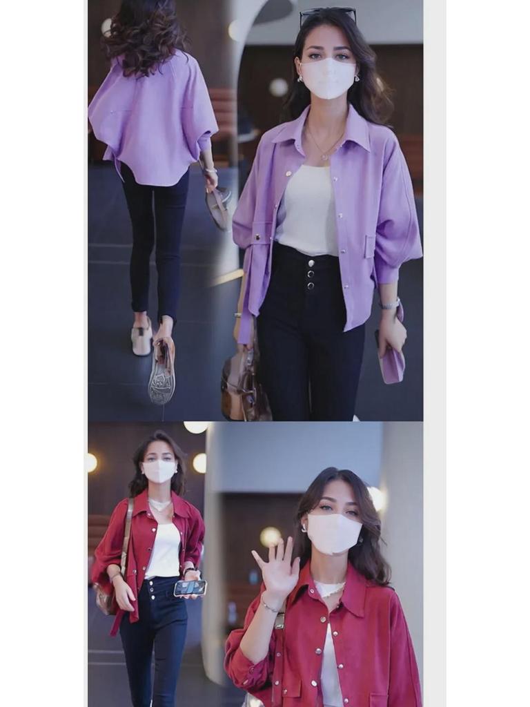 Women's 2025 Spring/Autumn High-End Loose Bat Sleeve Cardigan Top