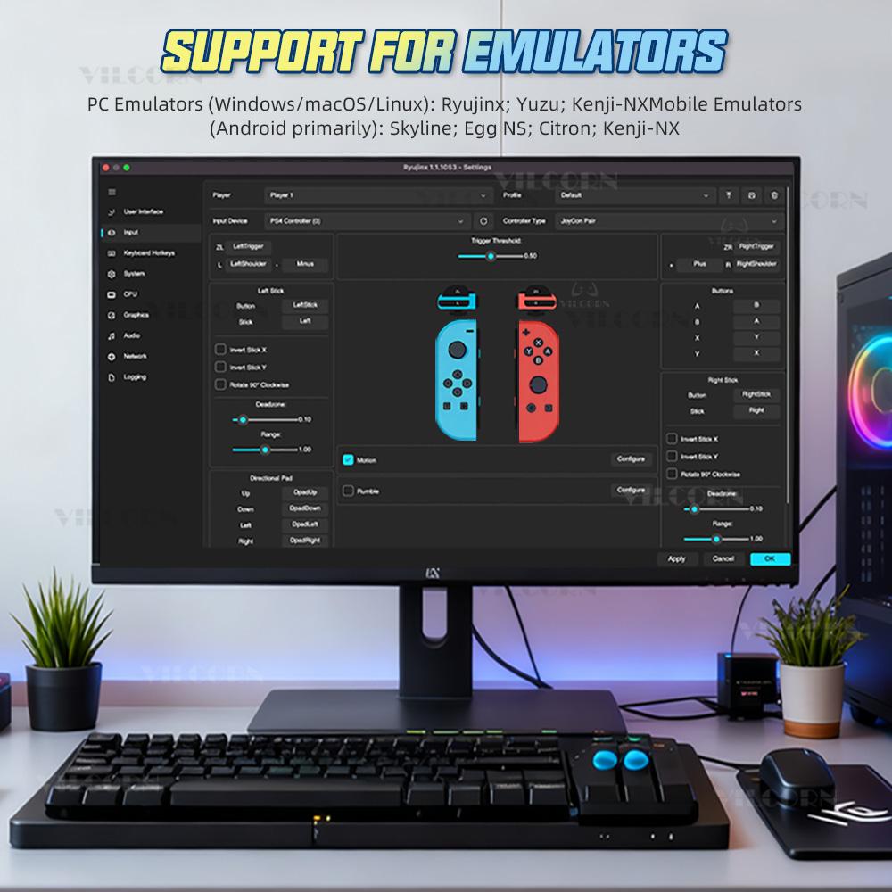 Wireless Joy-Con Compatible Controller for Switch OLED Lite with 6-Axis Gyro, RGB, Turbo and Vibration