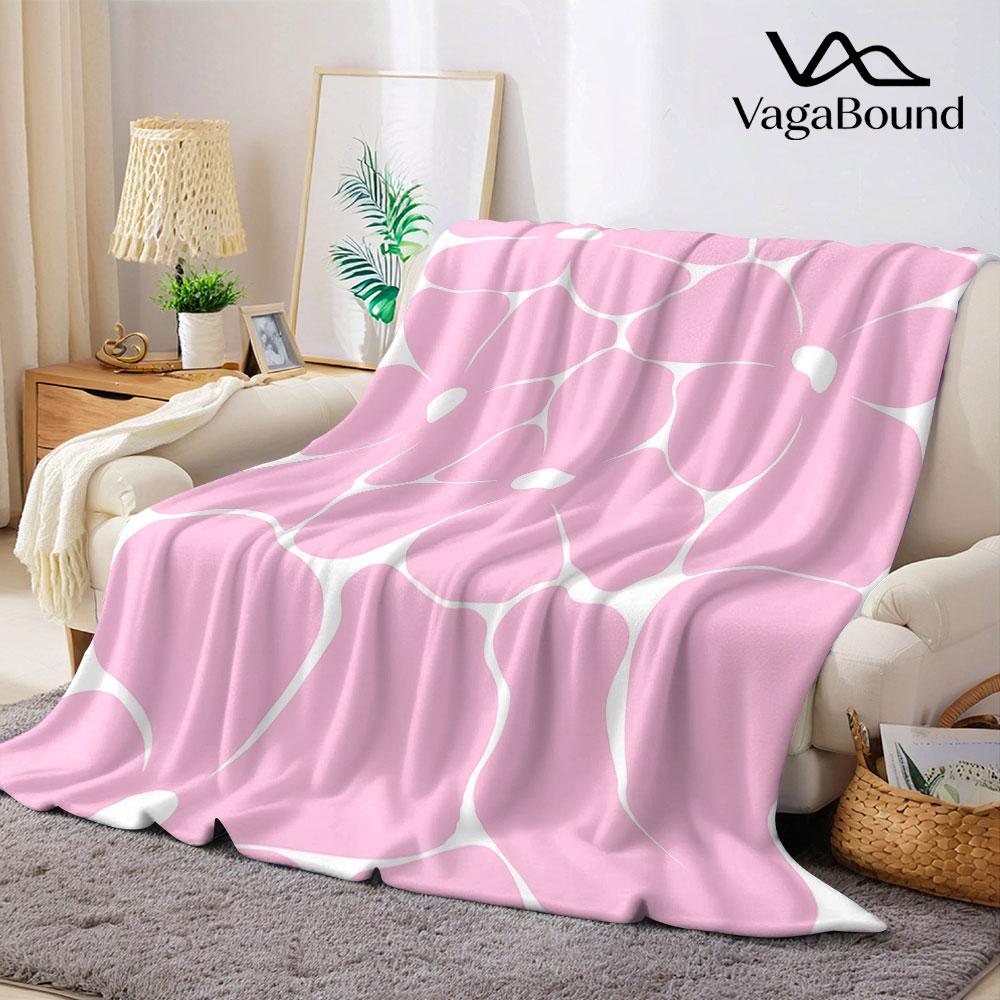 Minimal Pink Flower Flannel Blanket Warm Soft Halloween Christmas Decorative Couch Warm Cozy All-Season Gift