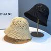Hollow Woven Knitted Bucket Hat Summer Thin Breathable Plain Face Small Bucket Basin Hat Children
