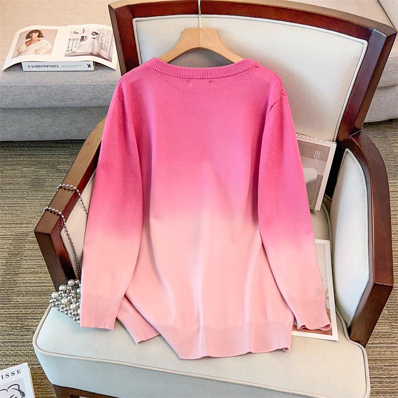 Plus-Size Women's Loose Round Neck Pullover Sweater, Bust 150/160 cm, Fits 200-350 Jin, Knit, Style 8047