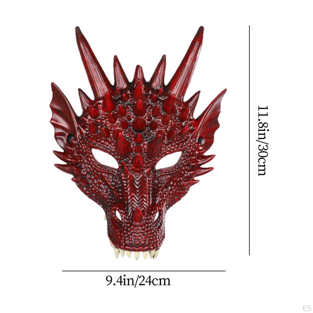 Maska smoka 3D Maski dinozaura Straszna Uniwersalna Akcesoria do kostiumu na Halloween Półtwarz Cosplay