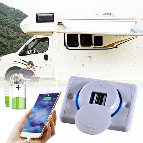 Dual USB Car Charger Socket 3.1A Power Outlet Dual Port Quick Car Charger Adapter with LED Indicator 12V-24V Fast Charging Station for Phones Tablets