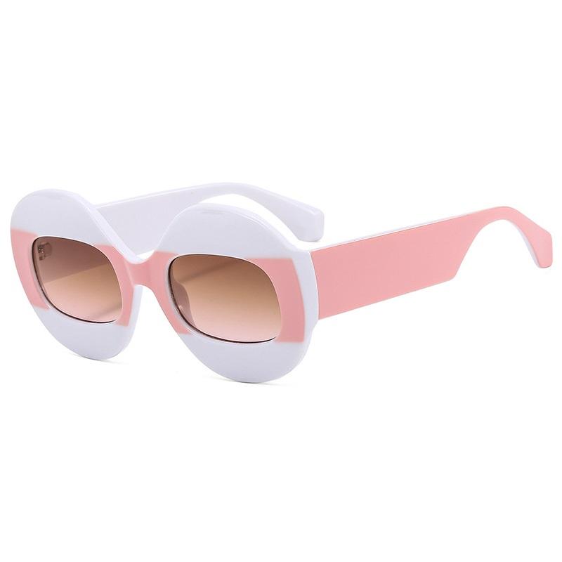 Stylish Round Contrast Color For Ladies Sun Glasses Vintage Oval Clear Gradient Lens Shades UV400 For Gents Trending Punk Sun Glasses