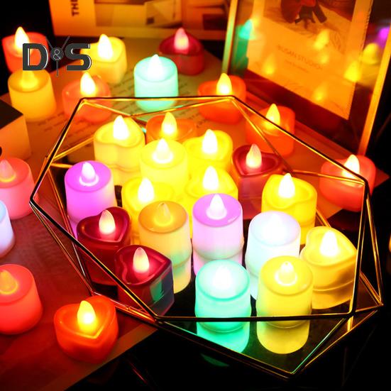 24 Stück LED-Teelichter, herzförmige, flammenlose, flackernde Kerzen, batteriebetriebene elektrische Teelichter für Valentinstag und Hochzeit
