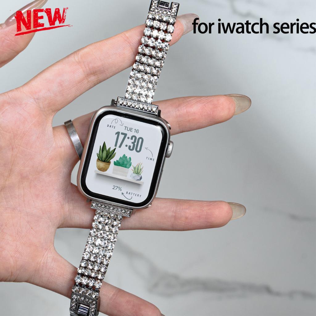 Diamant Slanke Band voor Iwatch Ultra 3/2 49mm 44 45 38 31 40 46mm Bling Dames Band voor Apple Watch Series 11 10 9 8 7 6 5 4 se3