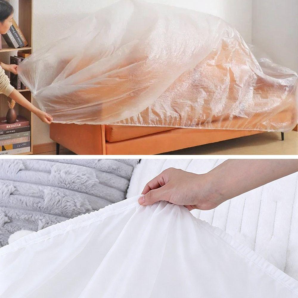 Elastic Edges Disposable Dust Covers Transparent PE Disposable Bed Cover Furniture Protector Bed