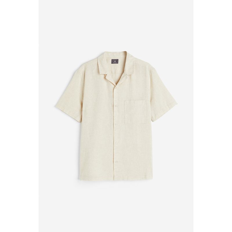 

HM Мужская рубашка с кубинским воротником Летняя Льняная Смесовая Прямого кроя Низ Лацкан Дышащая С коротким рукавом Топы 0965257