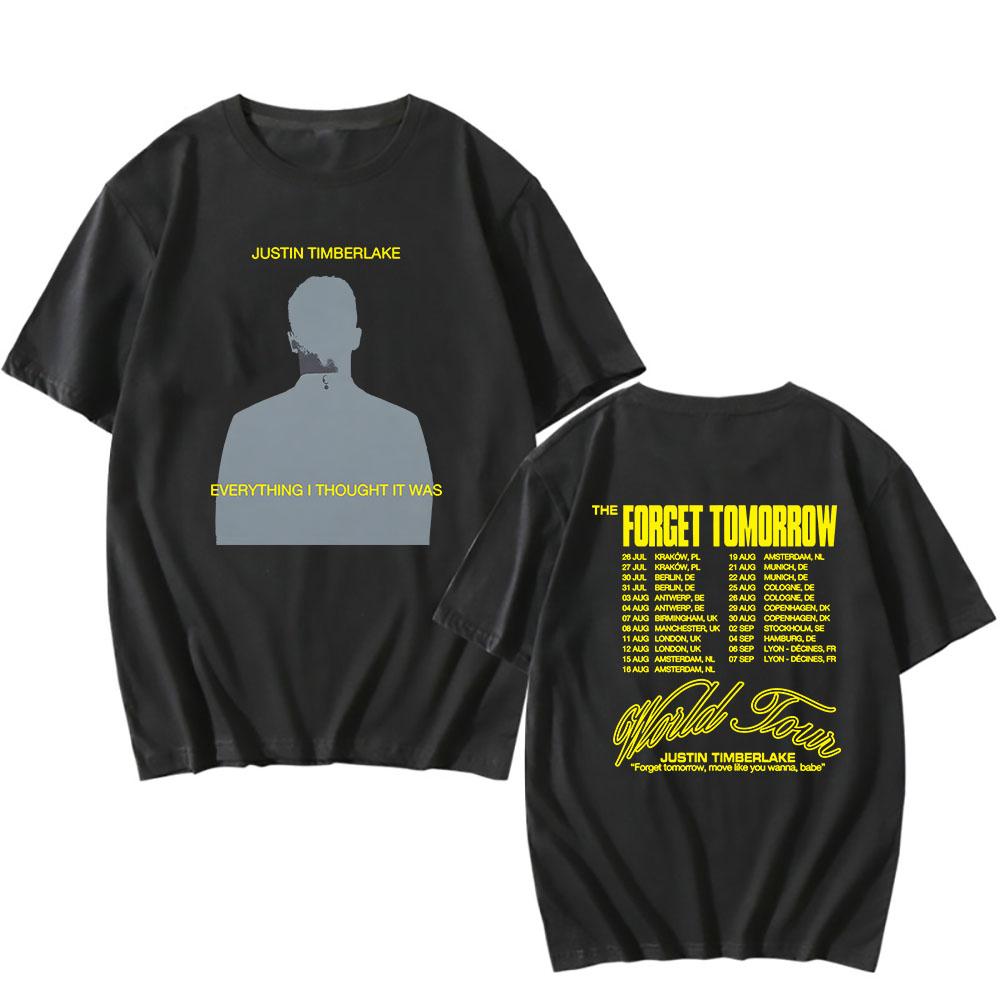 Men Justin-Timberlake T-shirt The Forget Tomorrow World Tour 2024 Tshirt Cotton Summer Casual Men/Women Tee-shirt Unisex Clothes