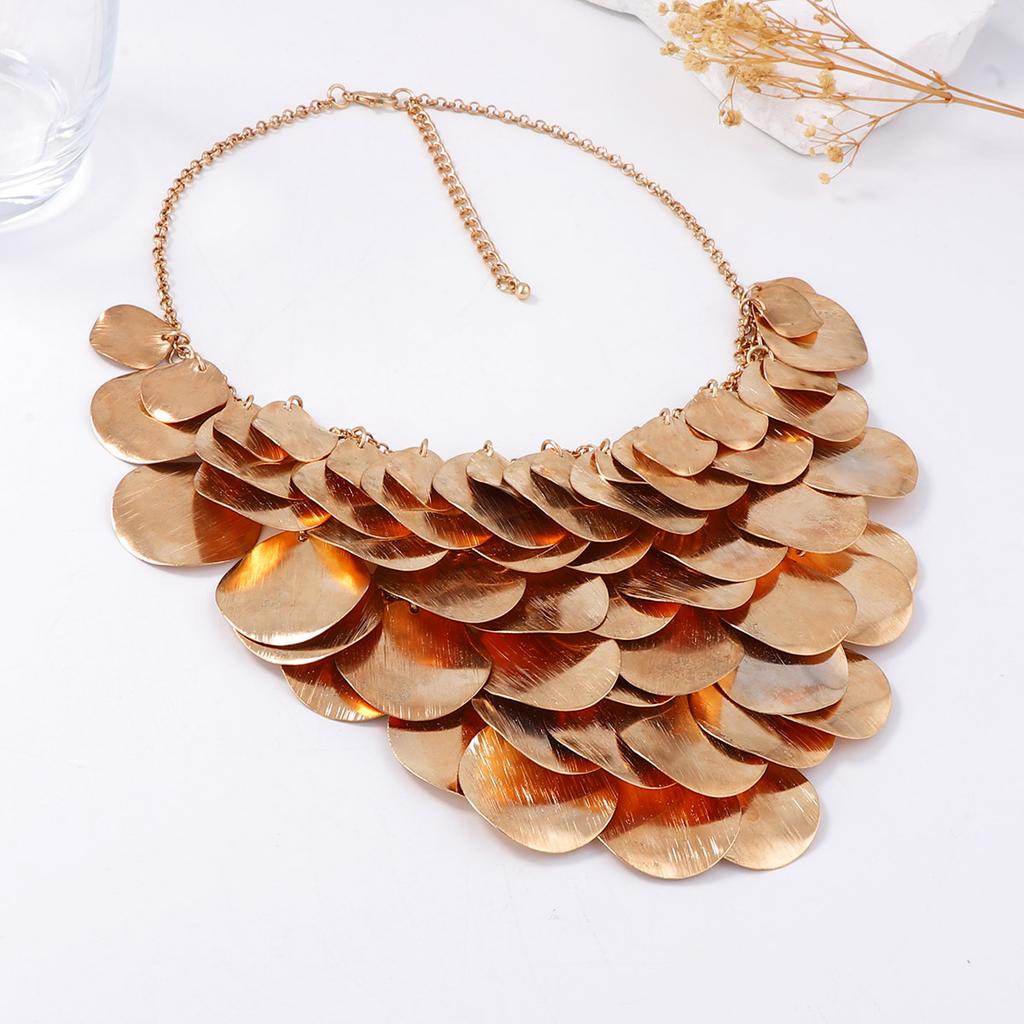 Hip-hop Punk Style Exaggerated Geometric Metal Sheet Laminated Bib Necklace Light Luxury High-end Cold Style Necklace