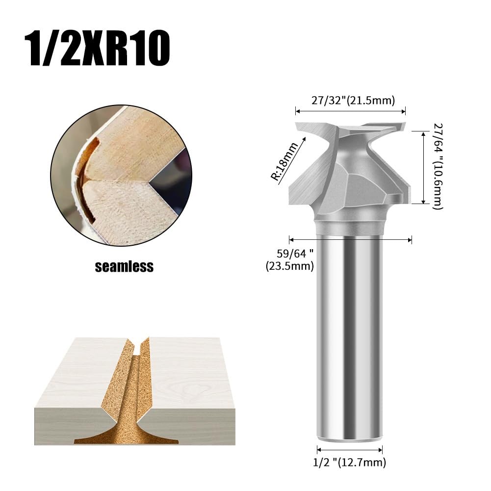 1/2" Shank R10 Arc Bending Router Bits, Woodworking Arc Bending Integrated Router Bits for Woodworking Milling Cutter Milling Cutter Sharp Sturdy