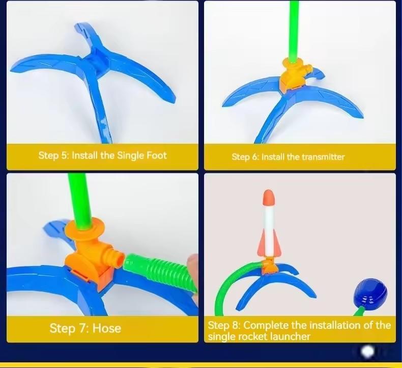 Fusée à Air pour Enfant Lanceur à Pompe à Pied Fusées Planantes Pressurisées à l'Air Jouets d'Extérieur Ensemble de Jeu pour Enfant Jeux de Saut Sportifs Jouet Pour Enfants