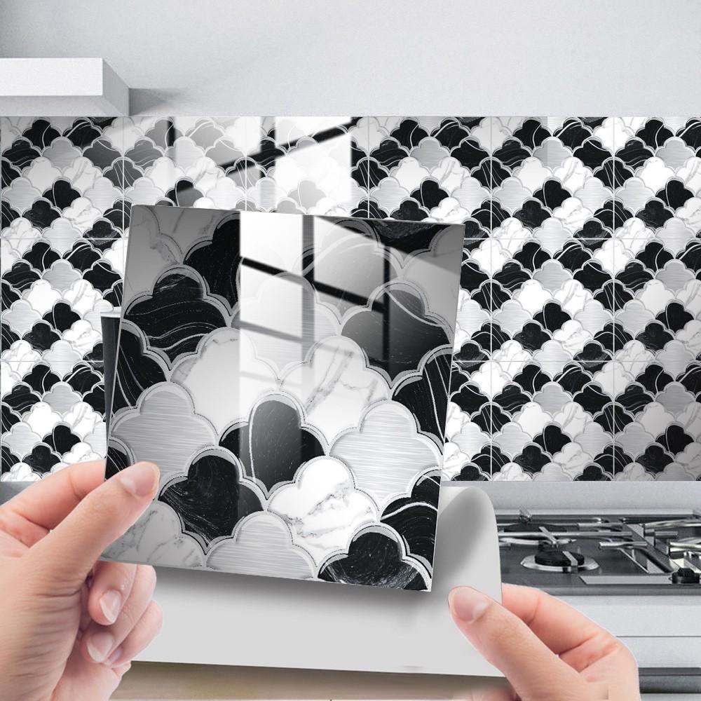 10pcs Lotus Crystal Film Mosaic Tile Wall Sticker Self Adhesive 3d Art Decals For Kitchen Bathroom Fashion Wall Sticker