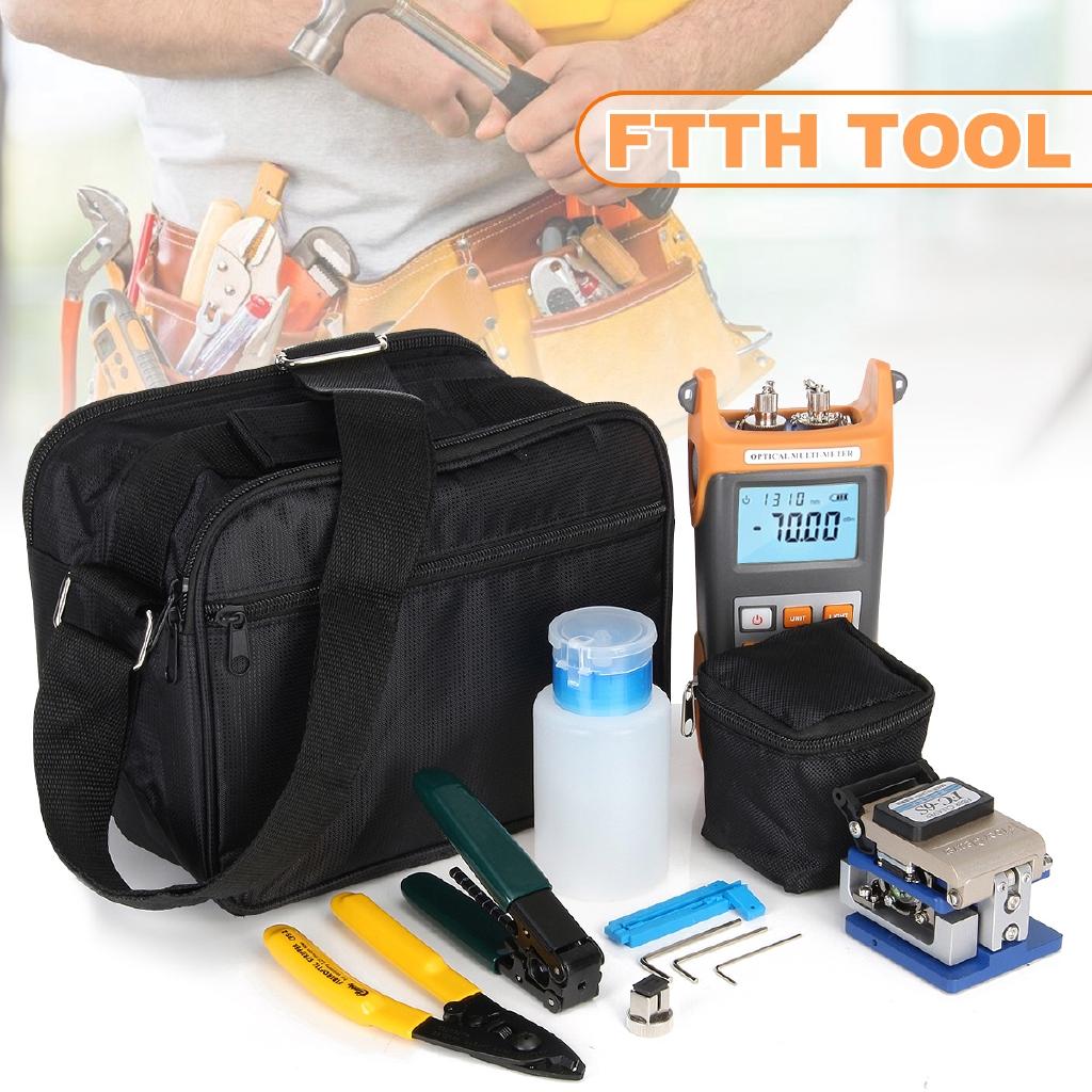 Fiber Optic FTTH Tool Kit with Fiber Cleaver and Optical Power Meter 5km Visual Fault Locator Wire stripper New
