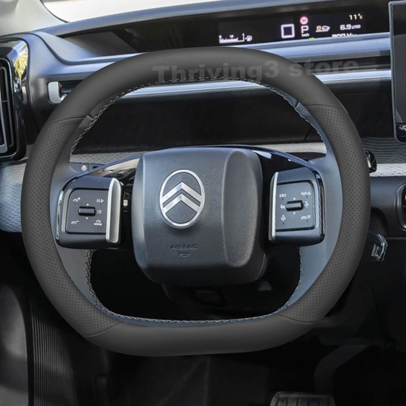 Leder Auto Lenkradabdeckung Für Citroen C3 Hybrid e C3 2023 2024 2025 Rutschfest Auto Innenraum Citroen e C3 Zubehör 2025
