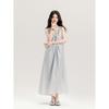 [Original Fabric] Temperament V-neck Kink Pullover Vest Skirt Women's Summer New Loose French Holiday Style Jumpsuit