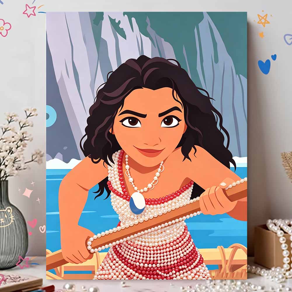 Disney Pearl Painting Moana Handmade DIY Pearl Gemstone Painting Pictures Crafts Special Shape Home Wall Decoration