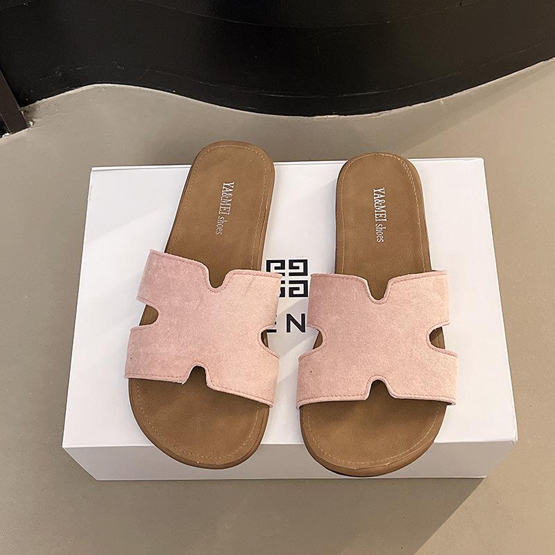 

Универсальные однословные тапочки для женской верхней одежды 2025 лето новый мягкий низ с юбкой приморский пляж прохладные тапочки 40 розовый