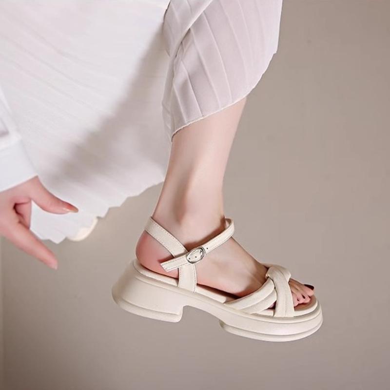 Fashion French Fairy Wind Slope Heel Sandals Female 2025 Summer New Platform Fashion Casual Womens Shoes Sandalias Para Mujeres